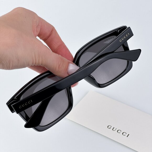 Gucci GG1582SK 001 BRAND NEW Sunglasses Black Grey Women Square main image 9